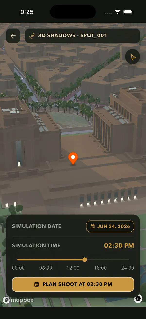 PhotoSpots on a phone &mdash; 3D Shadow Simulator