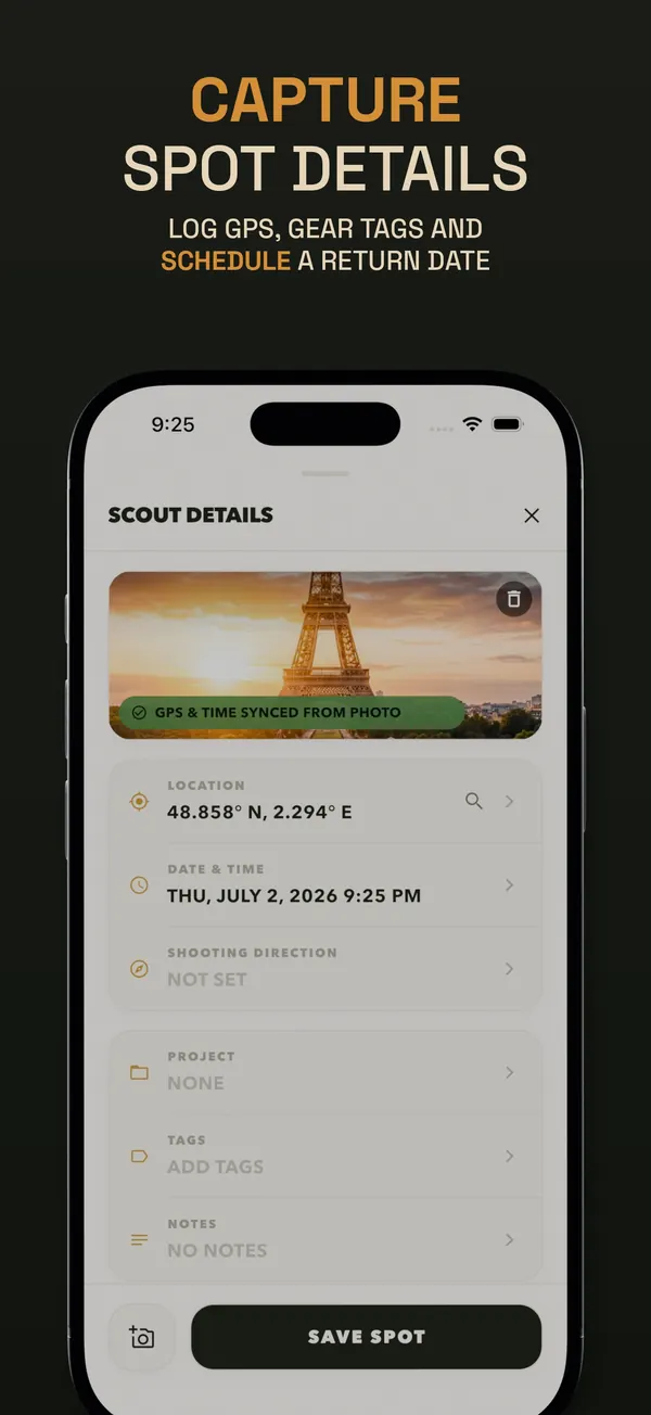 PhotoSpots &mdash; Capture Spot Details