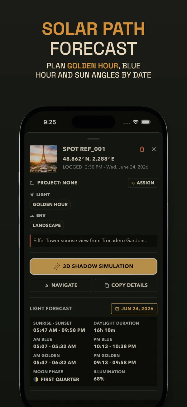 PhotoSpots &mdash; Solar Path Forecast